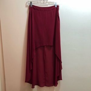 MOVING SALE Burgundy High-Low Skirt